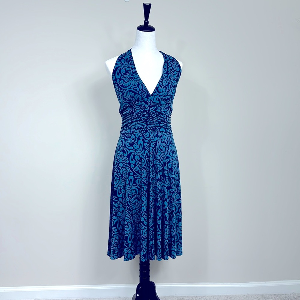 Brand new Womens  Sleeveless Knot Low Cut V Neck Floral Printed Tank Dress  M
